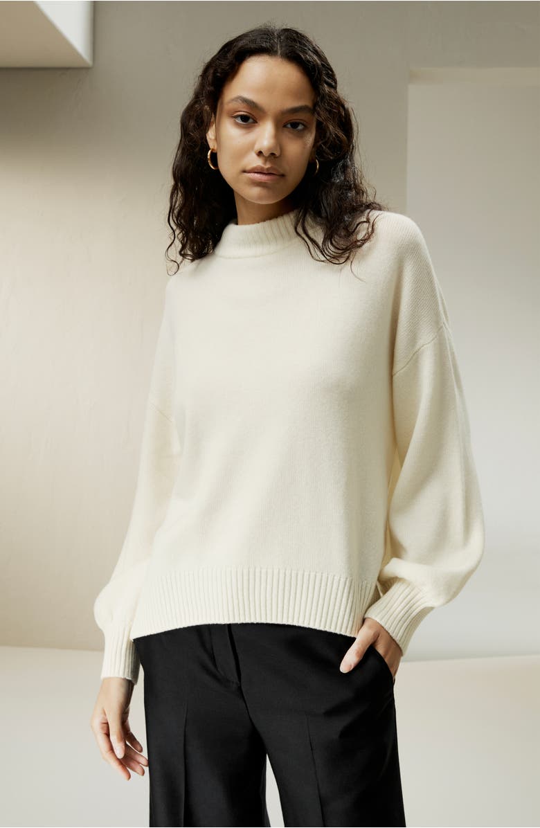 Lilysilk Drop shoulder Wool Sweater, Alternate, color, White