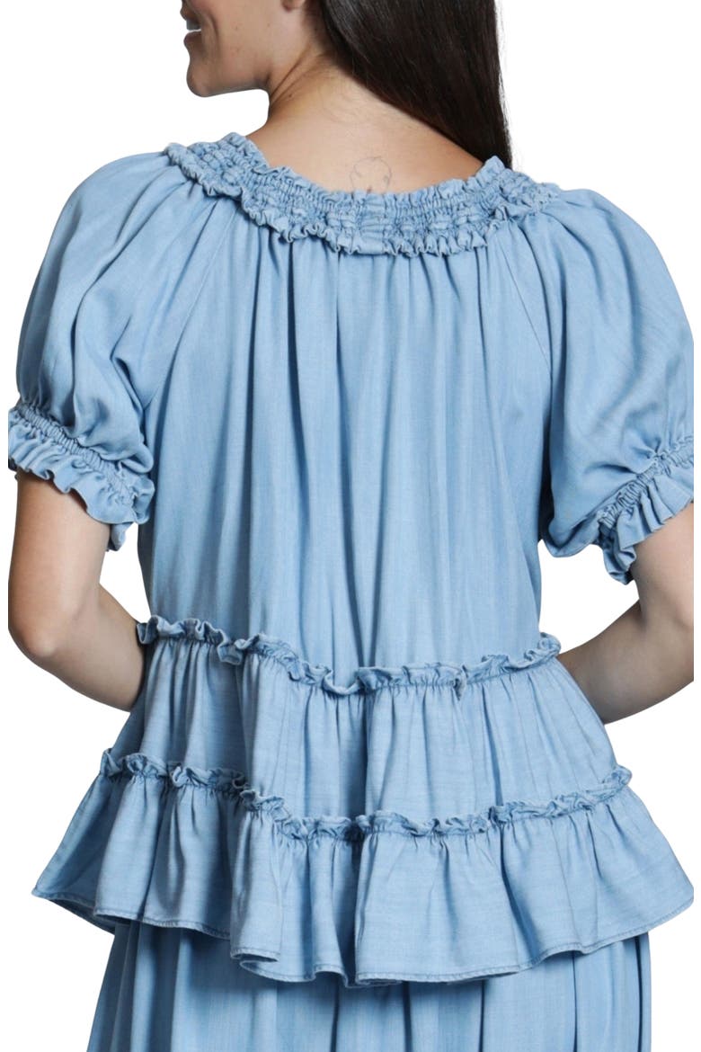 Ruffle Chambray Peasant Top, Alternate, color, LIGHT INDIGO