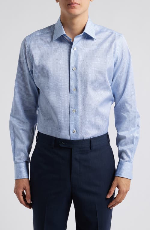 David Donahue Trim Fit Micro Print Dress Shirt in Blue/Sky 