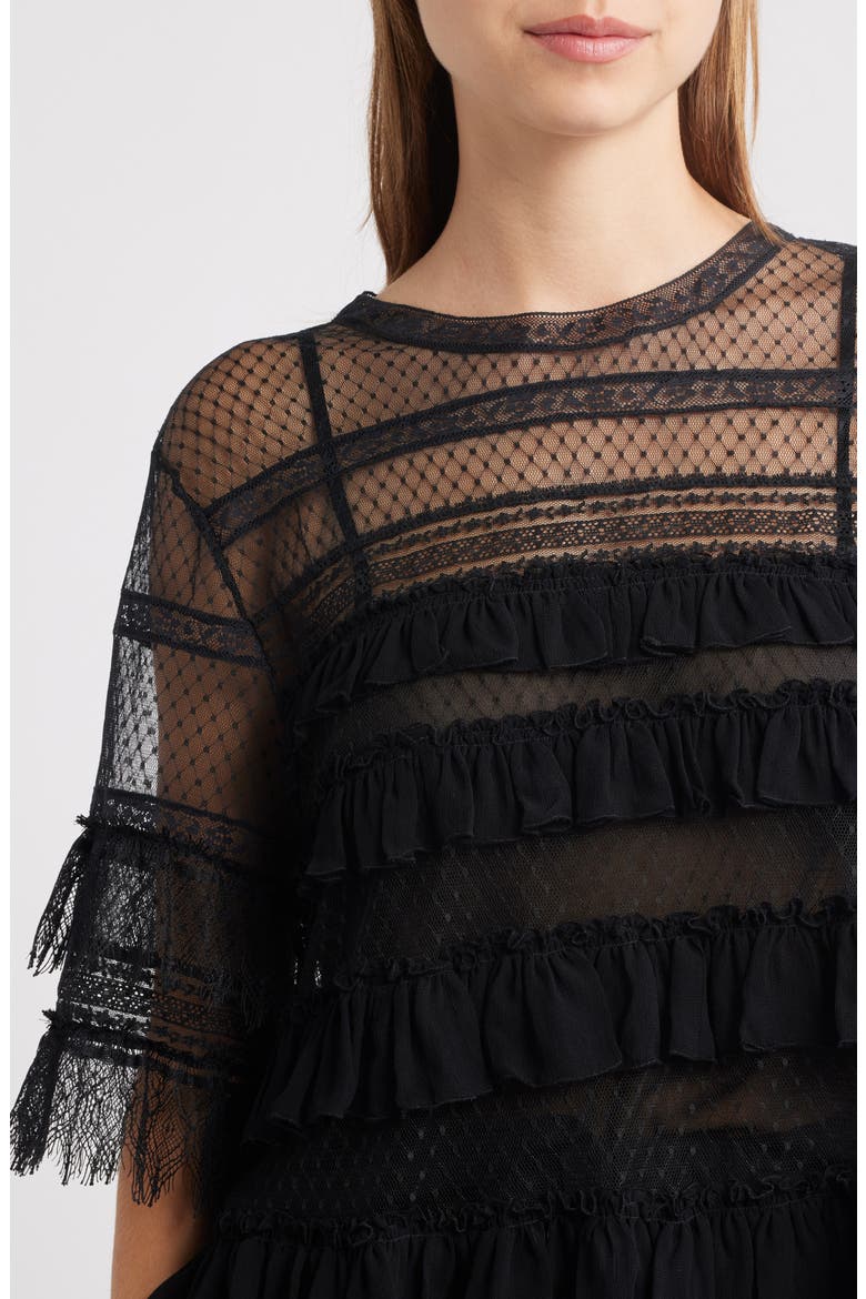 Winter Lace & Mesh Top, Alternate, color, BLACK