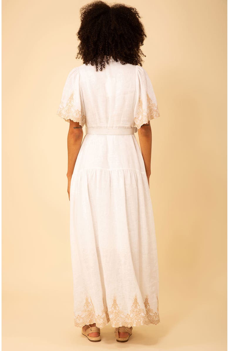 Hale Bob Haven Embroidered Linen Maxi Dress, Alternate, color, 
