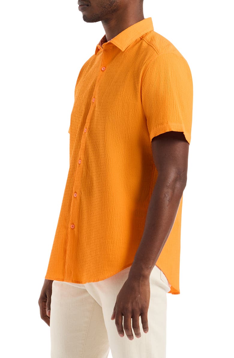 Robert Graham Piers Short Sleeve Stretch Cotton Button-Up Shirt, Alternate, color, Orange