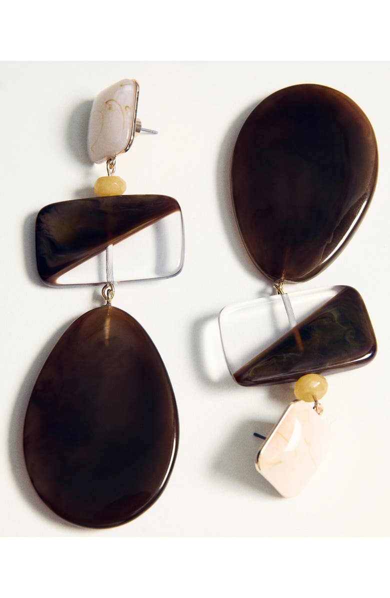 MANGO Mixed Pendant Drop Earrings, Alternate, color, Brown