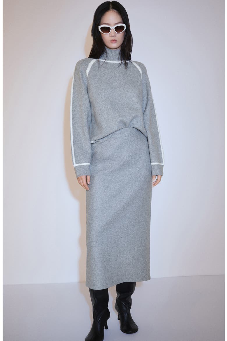 French Terry Midi Skirt, Alternate, color, GREY