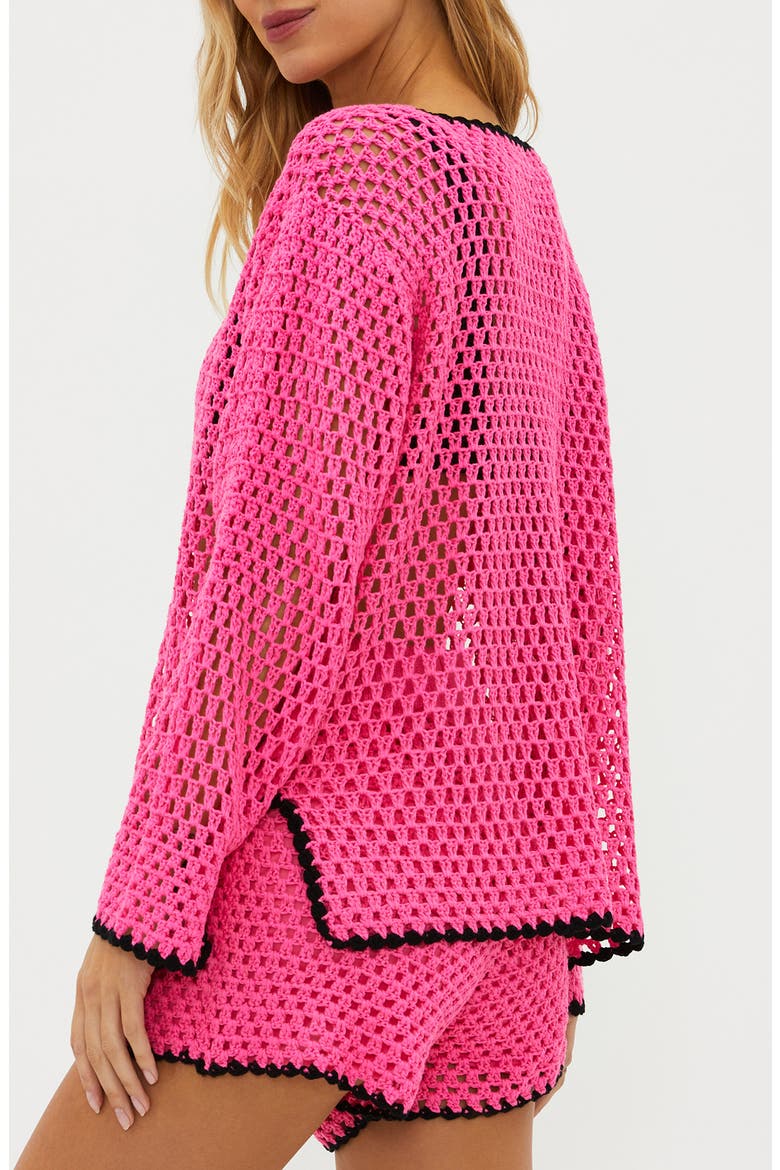 Blaise Crochet Cover-Up Sweater, Alternate, color, RADIANT ORCHID