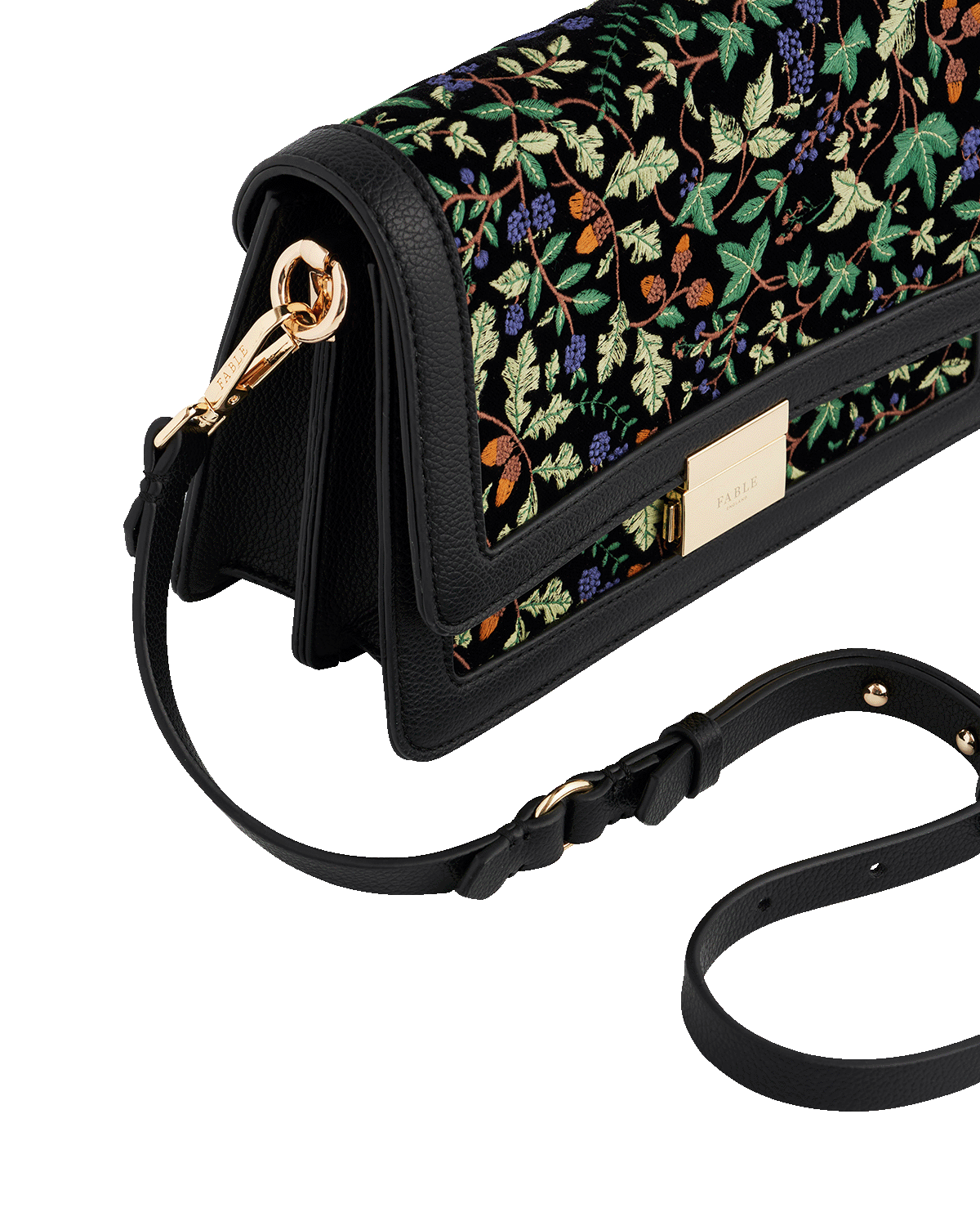Fable England Black Embroidered Crossbody Bag, Alternate, color, 