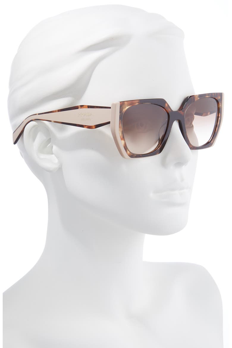 54mm Gradient Rectangle Sunglasses, Alternate, color, TORTOISE CARAMEL/POWDER/ BROWN
