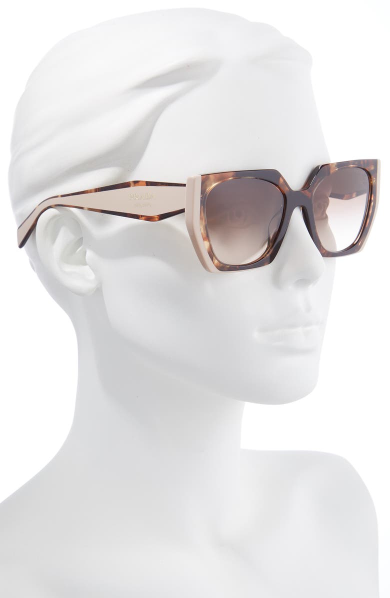 Prada 54mm Gradient Rectangle Sunglasses, Alternate, color, Tortoise Caramel/Powder/ Brown