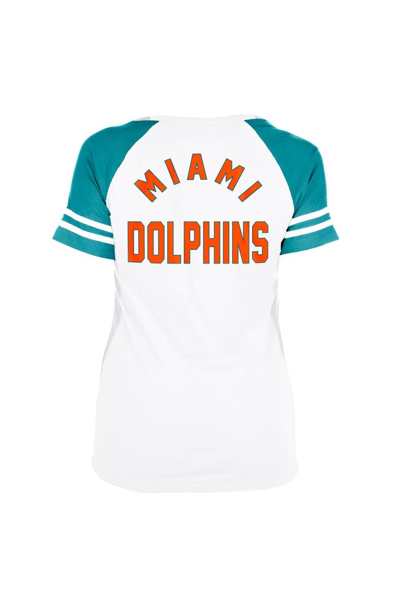 New Era Women's New Era Gray Miami Dolphins Throwback Lace-Up Raglan T-Shirt, Alternate, color, Gray