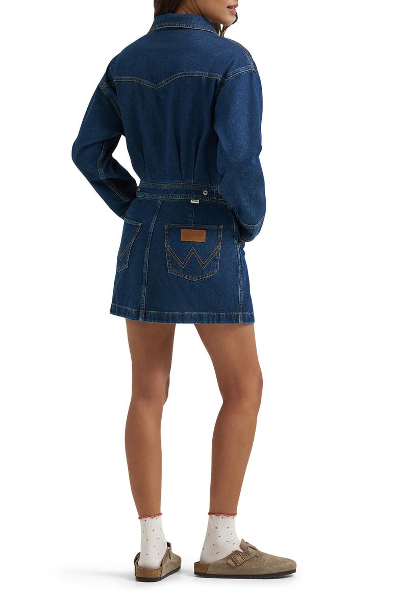 Moto Long Sleeve Minidress, Alternate, color, RAWHIDE BLUE