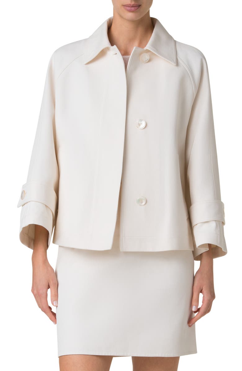 Akris Alia Crop Trench Jacket, Main, color, Ecru