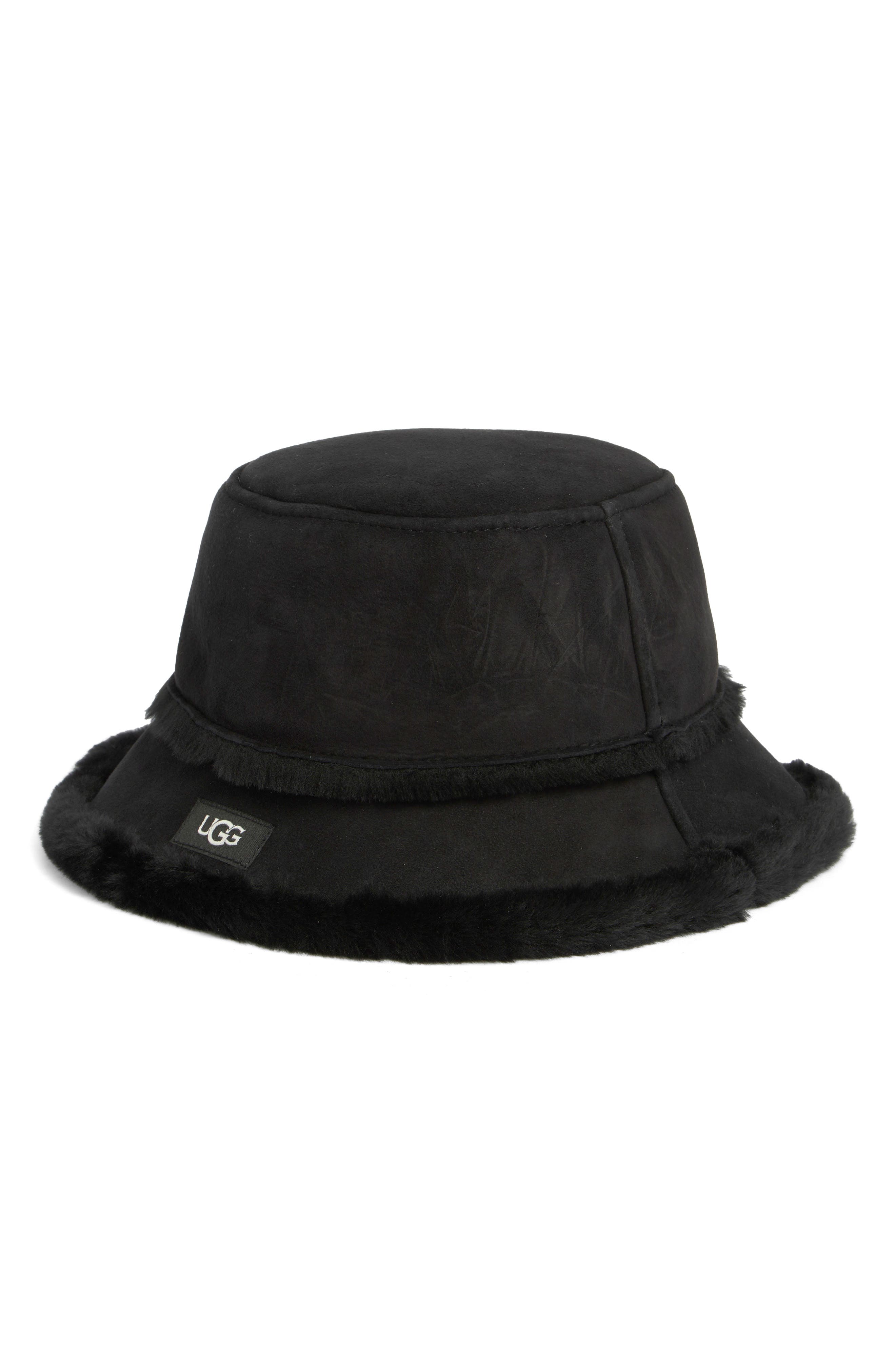 UGG® Sheepskin Genuine Shearling Trimmed Bucket Hat