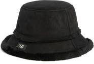 UGG® Sheepskin Genuine Shearling Trimmed Bucket Hat
