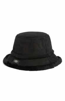 UGG® Sheepskin Genuine Shearling Trimmed Bucket Hat