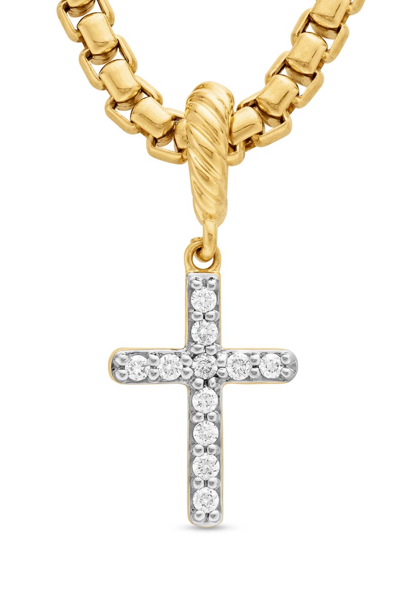 Cable Collectibles® 18K Yellow Gold Cross Pendant with Diamonds, Alternate, color, DIAMOND