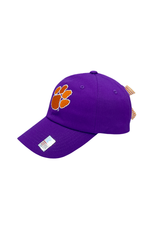 Bits & Bows Clemson Tigers Bow Baseball Hat In Purple