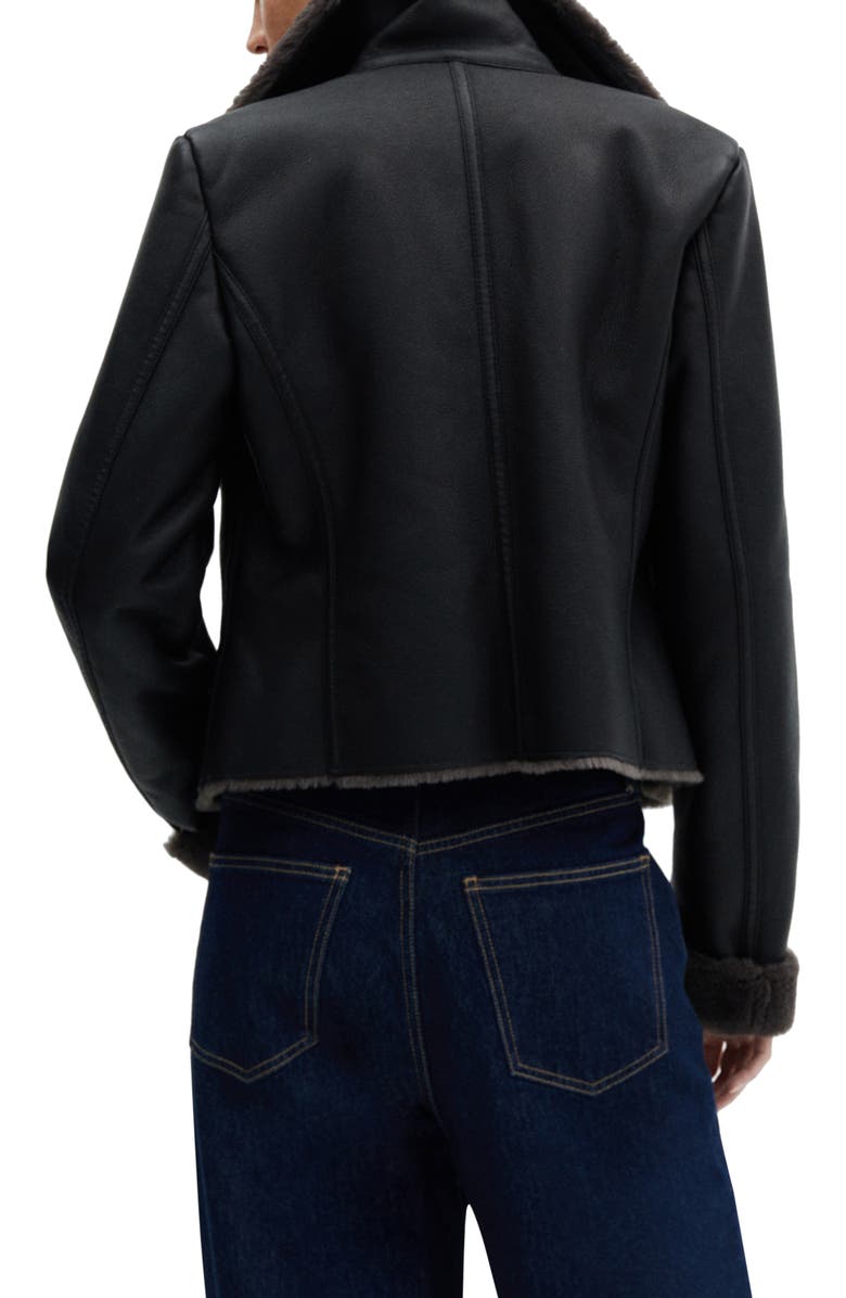 MANGO Faux Leather & Faux Fur Moto Jacket, Alternate, color, 