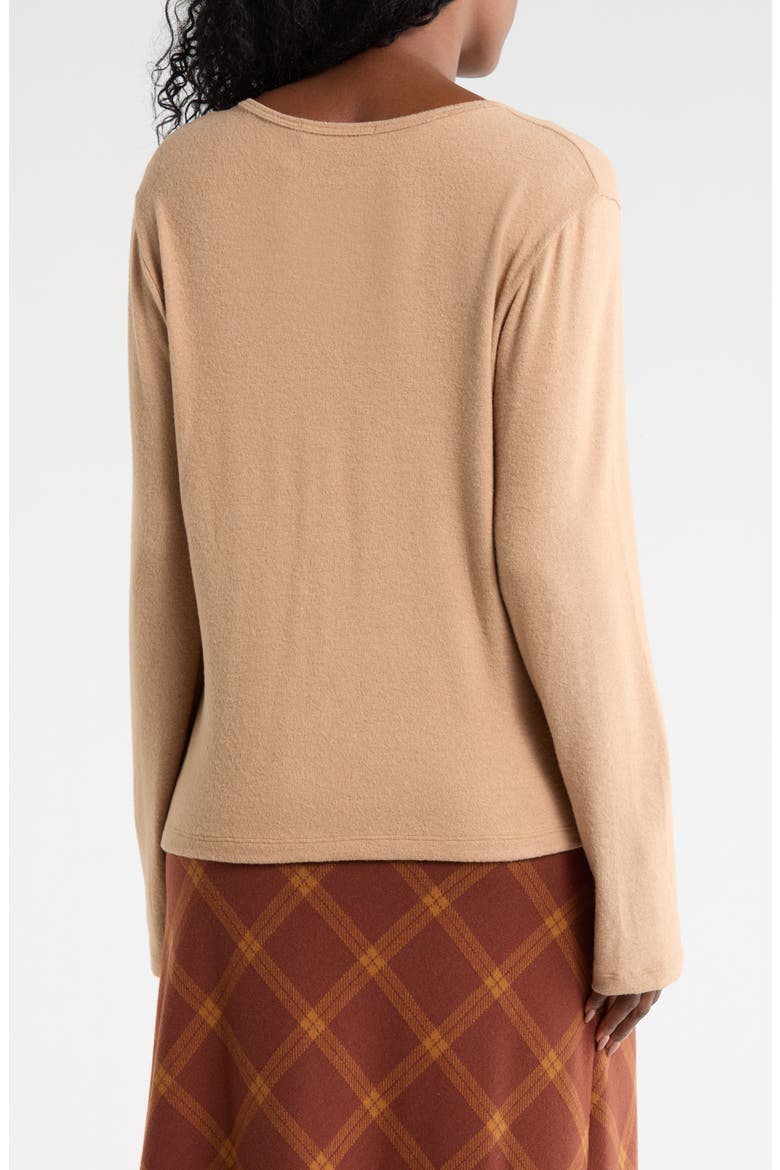Rib Knit V-Neck Top, Alternate, color, DARK KHAKI
