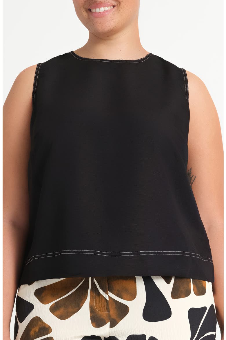 Shae Sleeveless Linen Blend Top, Main, color, BLACK/ STONE