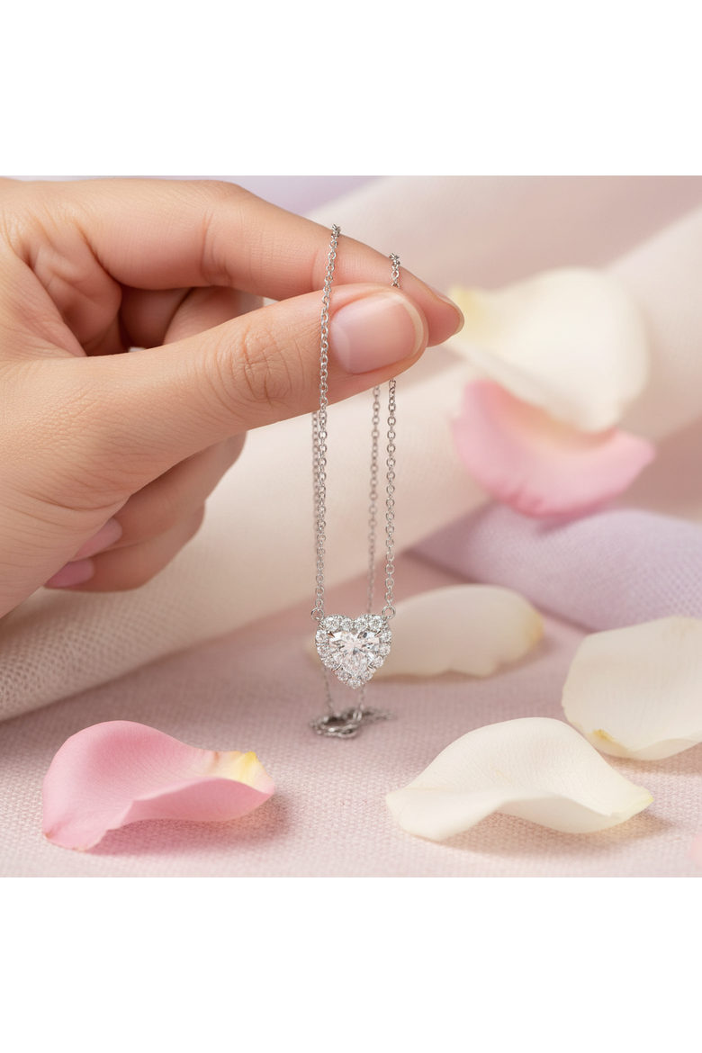 Fiona 14K Gold Lab Grown Diamond Heart Necklace - 0.75 ct, Alternate, color, 14K White Gold