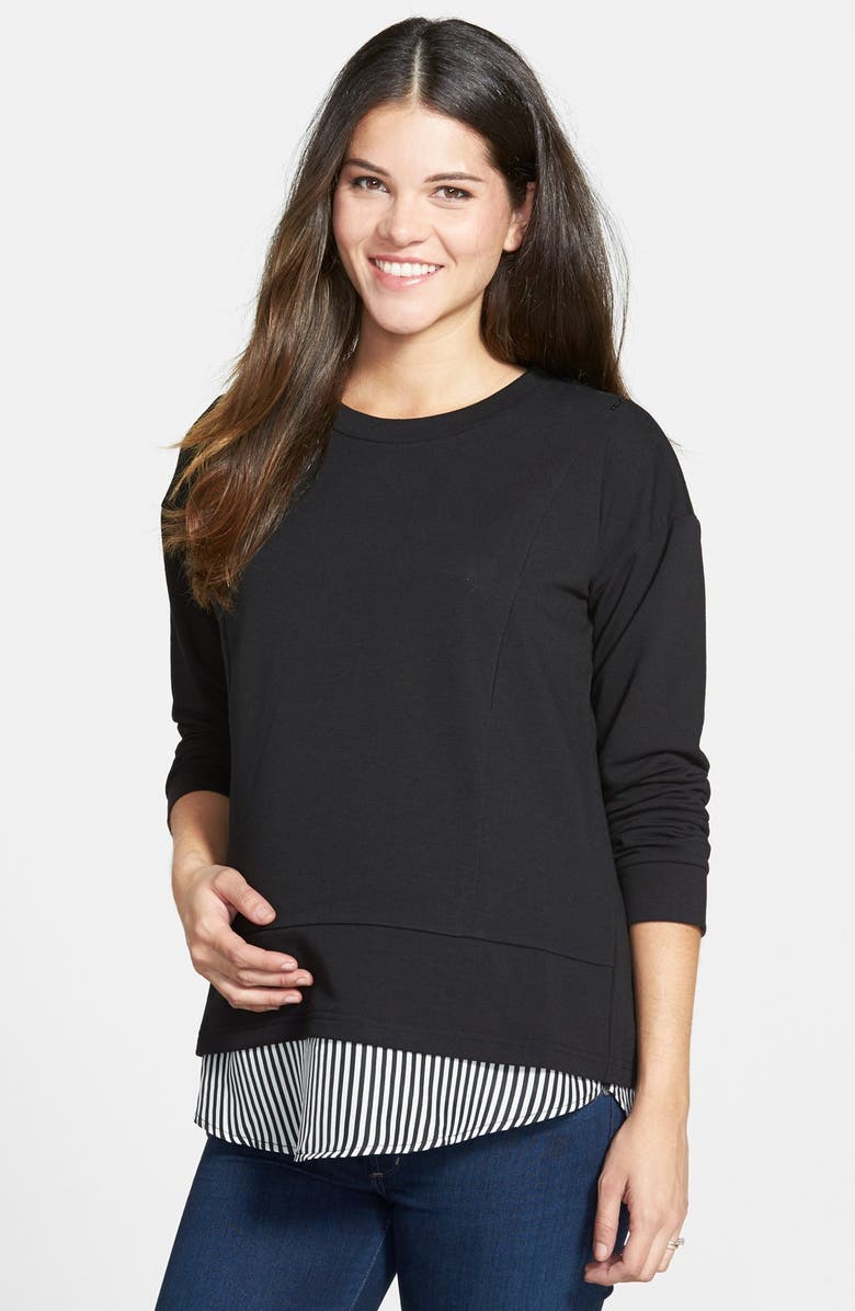 Loyal Hana 'Alex' Layered Look Maternity/Nursing Sweatshirt, Main, color,