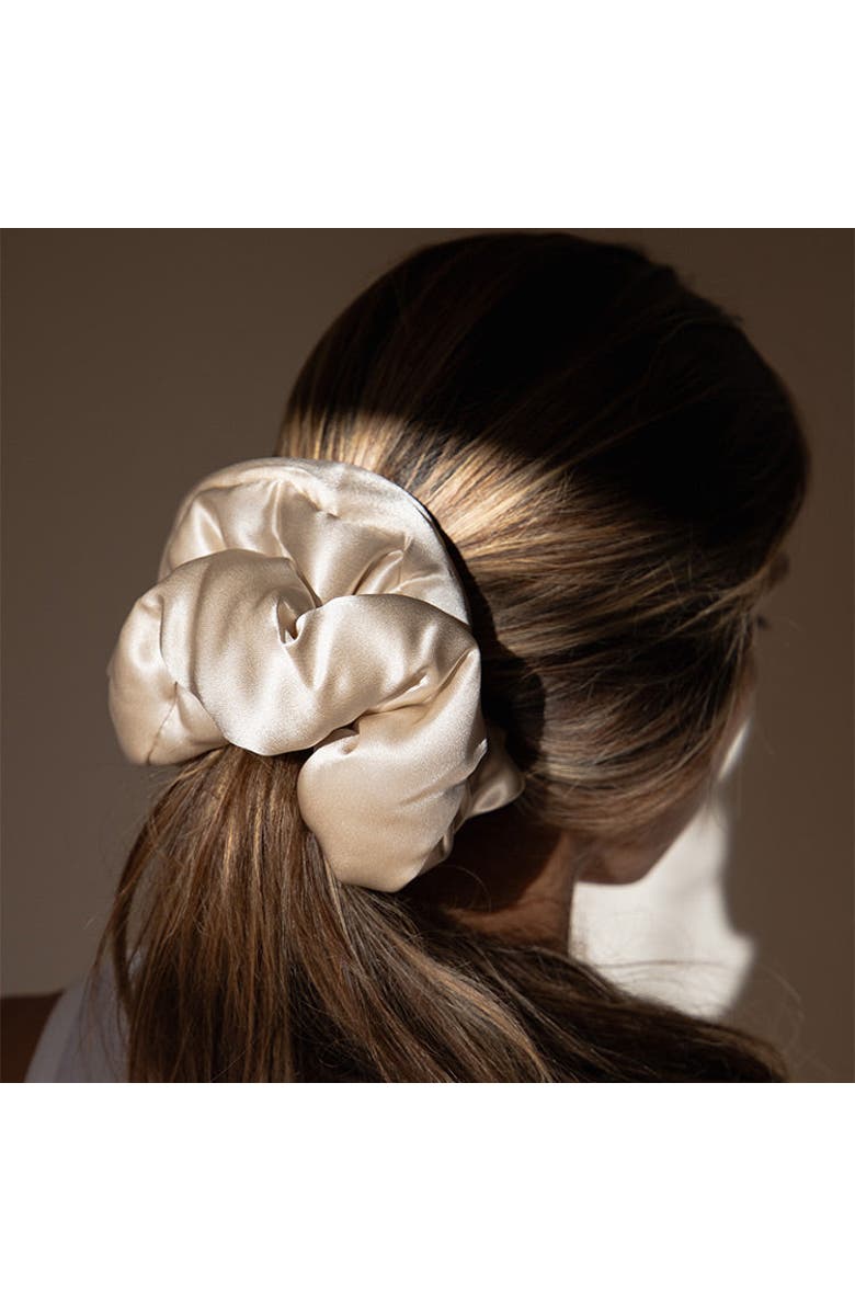 Drowsy Sleep Co. Silk Padded Scrunchie, Alternate, color, Dusty Gold
