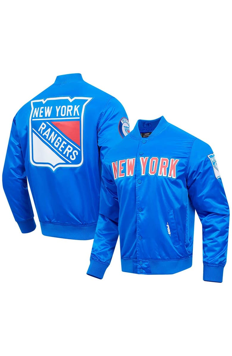 PRO STANDARD Men's Pro Standard Blue New York Rangers Classic Satin Full-Snap Jacket, Alternate, color, 
