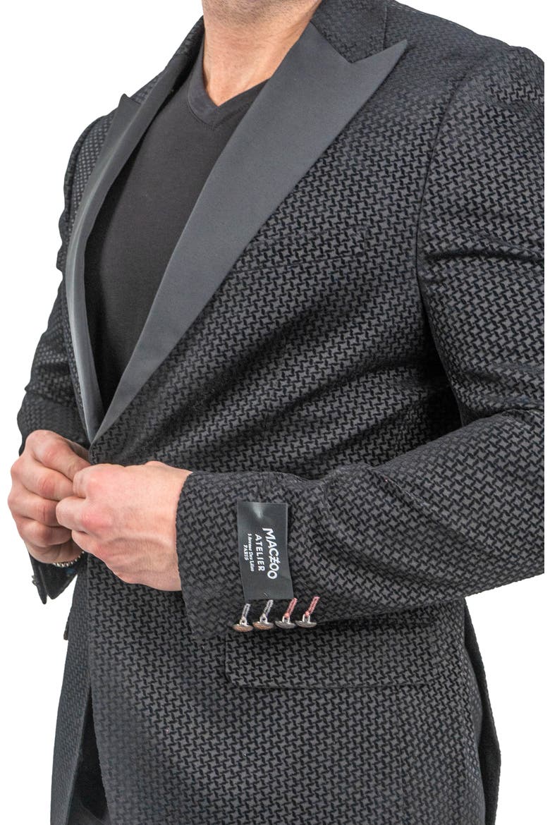 Interrupted Black One-Button Sport Coat, Alternate, color, BLACK