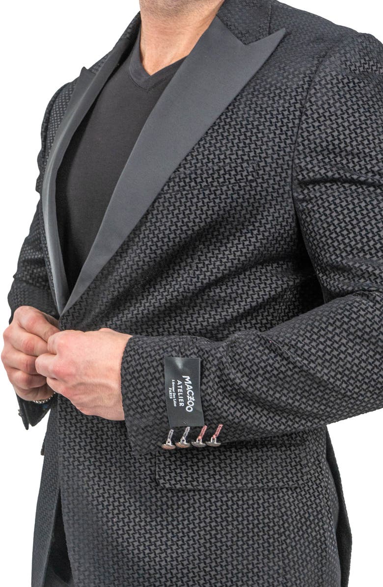 Maceoo Interrupted Black One-Button Sport Coat, Alternate, color, Black