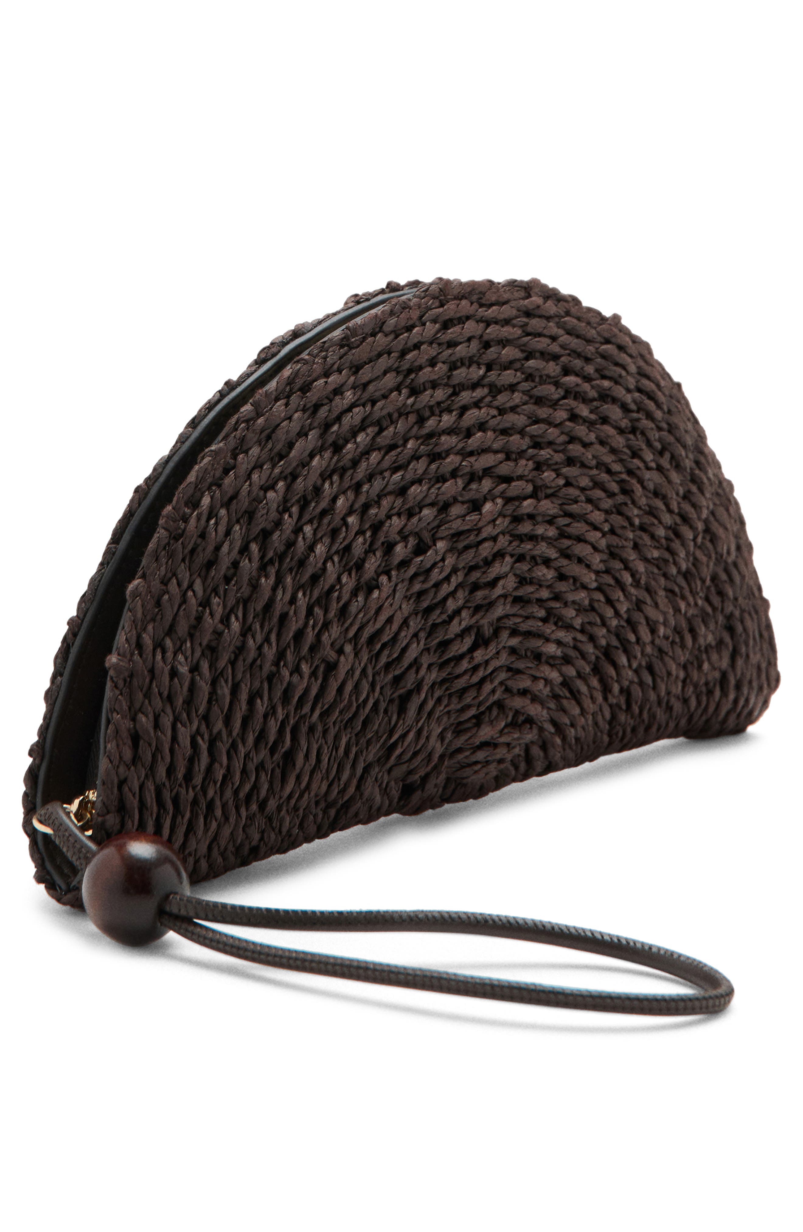 MANGO Natural Fiber Wristlet, Alternate, color, Chocolate