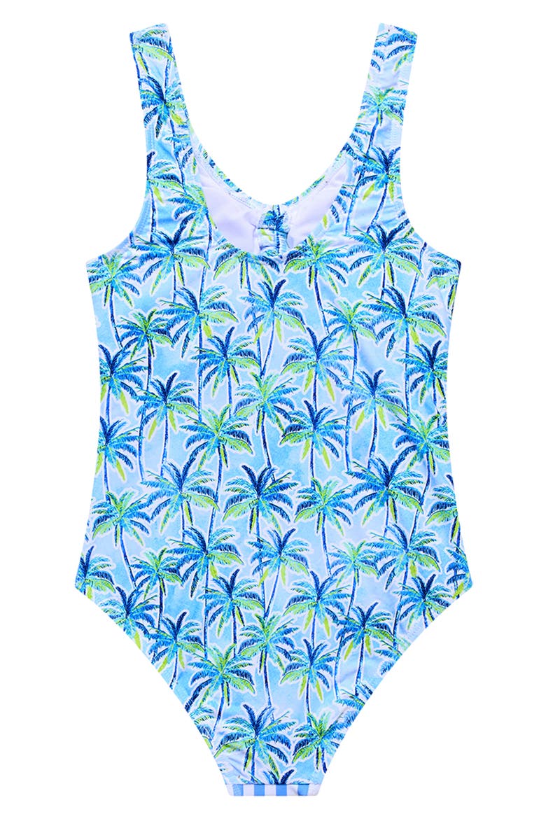 Kids' Palm Paradise Cutout One-Piece Swimsuit, Alternate, color, BLUE