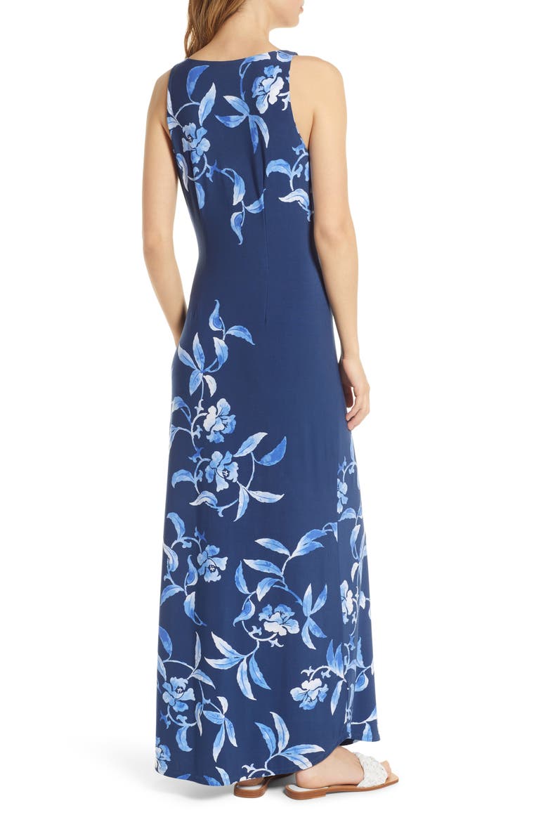 Underwater Garden Print Sleeveless Maxi, Alternate, color, ISLAND NAVY