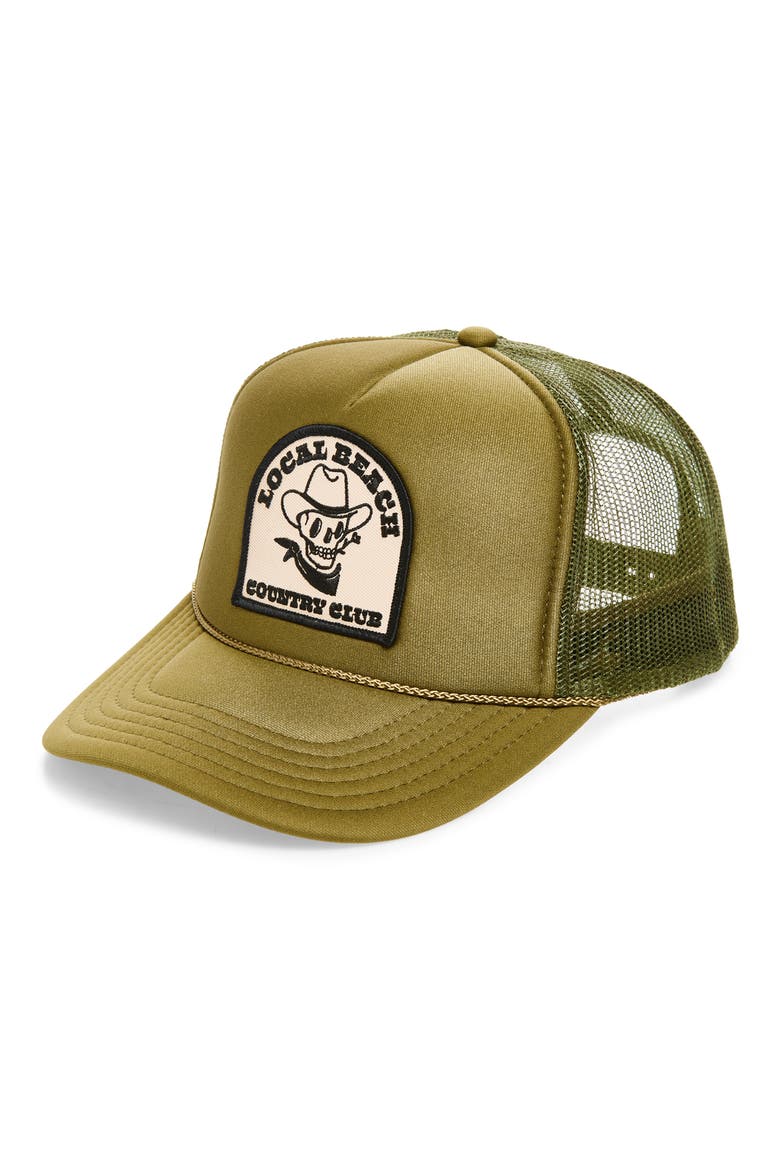 Country Club Trucker Hat, Main, color, DARK OLIVE