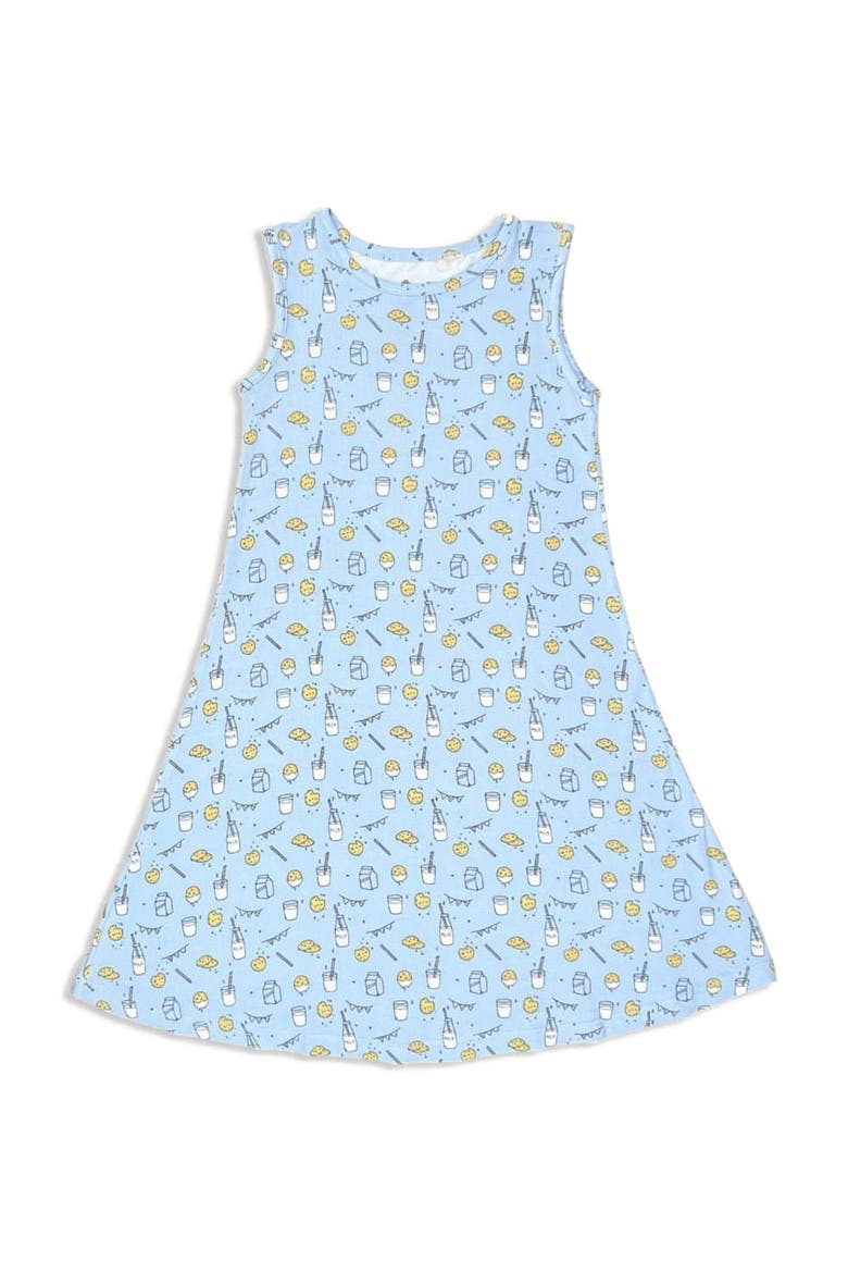 Kids' Milk & Cookies Blue Sleeveless Dress, Main, color, Blue Milk & Cookies