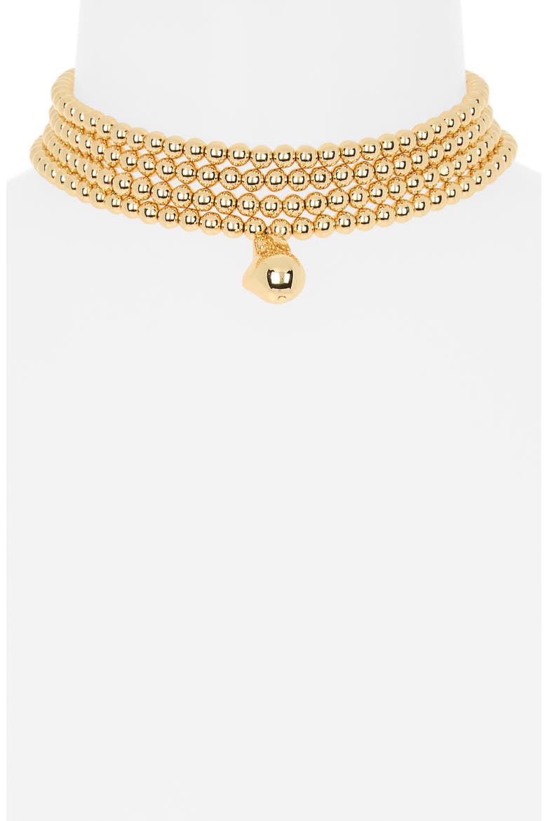 Beaded 4-Row Pendant Necklace, Alternate, color, GOLD