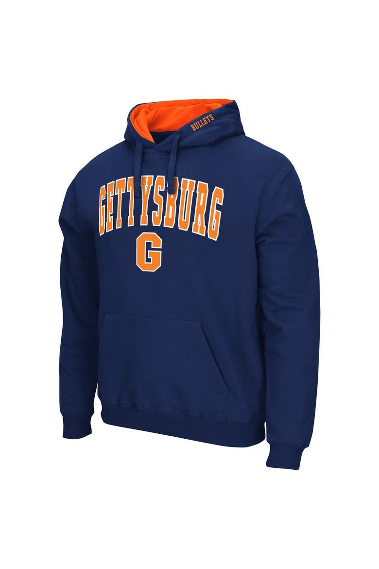 Men's Colosseum Navy Gettysburg Bullets Arch & Logo 3.0 Pullover Hoodie, Alternate, color, Navy