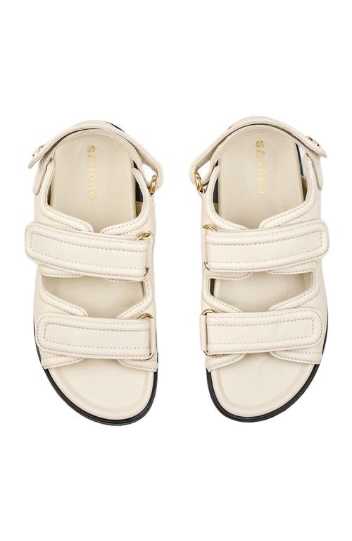 Sandro Plain Leather Lambskin Sandals In Vanilla