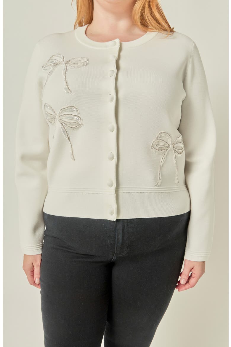 Embellished Bow Cardigan, Alternate, color, OFF WHITE