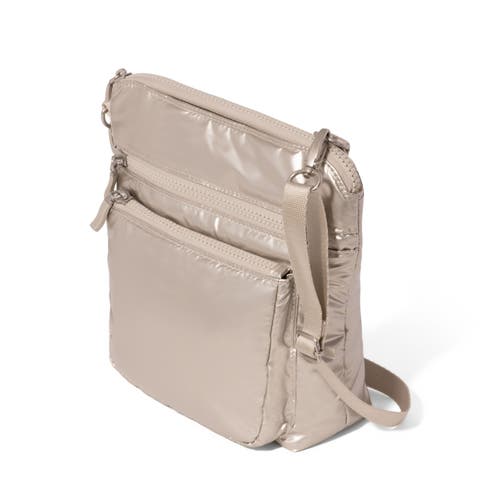 Baggallini Modern Pocket Crossbody Bag In Platinum Ecopuff
