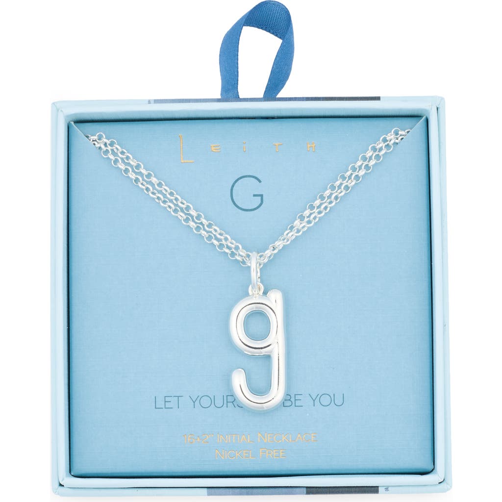 Leith Lowercase Initial Bubble Pendant Necklace In Metallic