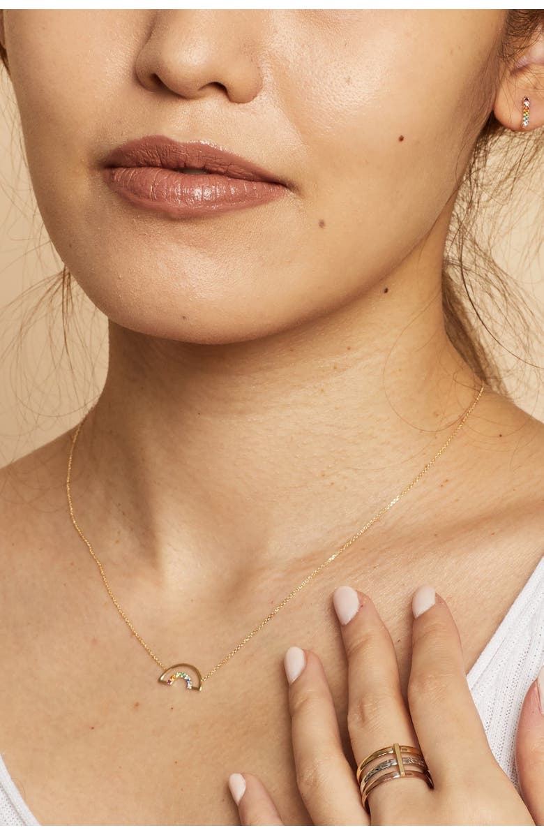 Oradina 14K Yellow Gold Double Rainbow Necklace, Alternate, color, Yellow Gold