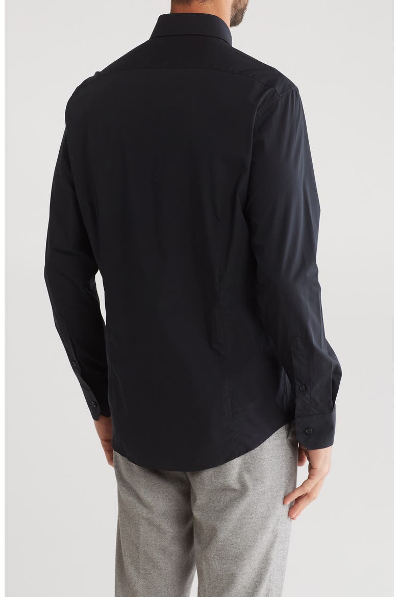 Slim Fit Cotton Dress Shirt, Alternate, color, BLACK