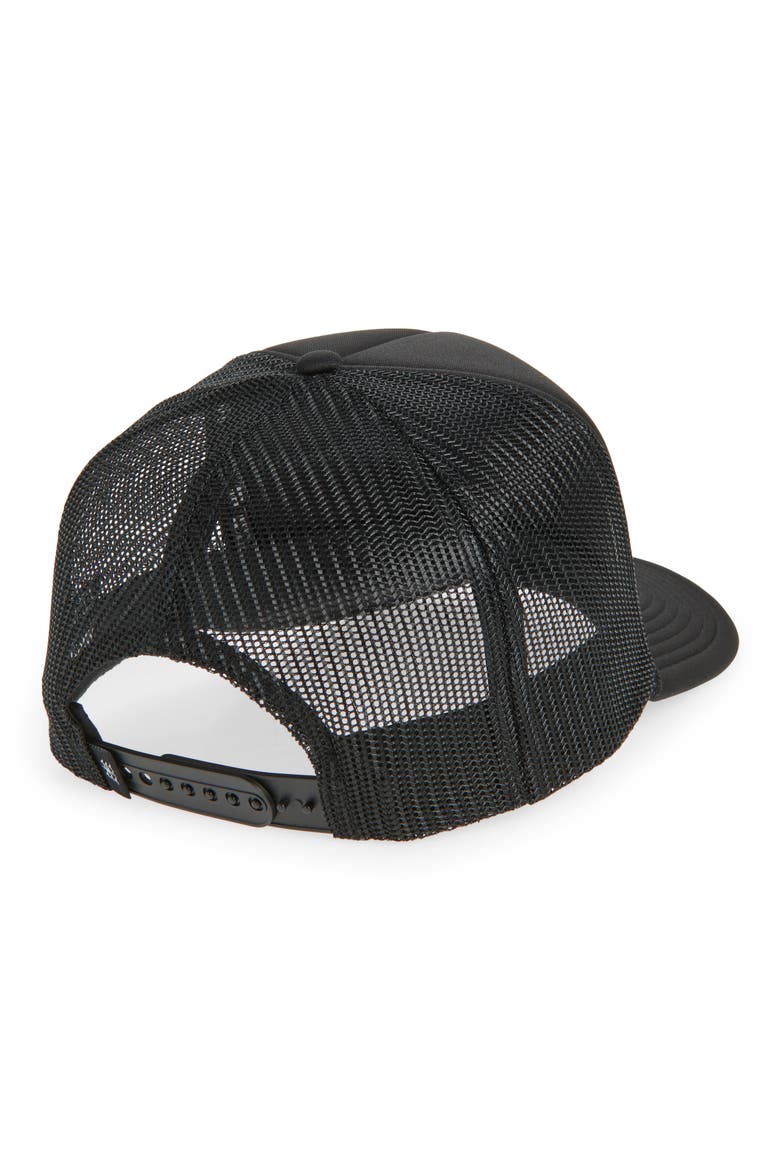 Smiley Patch Trucker Hat, Alternate, color, BLACK/ BLACK