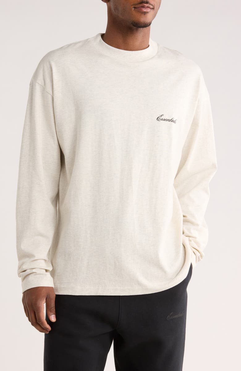 Fear of God Essentials Classic Fit Long Sleeve Cotton T-Shirt, Main, color, Oatmeal Heather