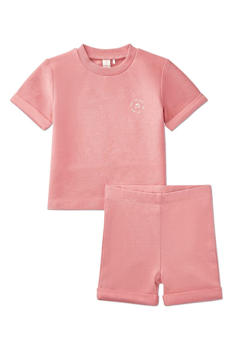 2 Piece Baby and Toddler Stretch Cotton Tee and Shorts Set, Main, color, Dusty Rose