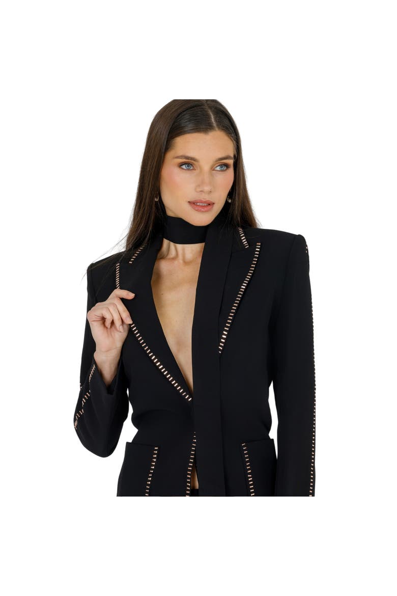 Pamela Blazer with Belt, Alternate, color, BLACK