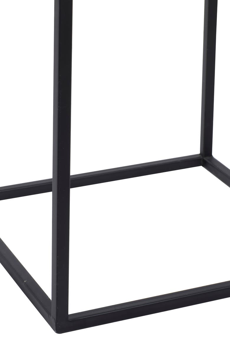 VIVIAN LUNE HOME Black Metal Contemporary Accent Table with Brown Wood Top - Set of 2, Alternate, color, 