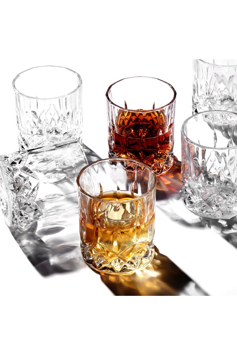 Crystal Cut Old Fashioned Whiskey Glasses (10oz) - Set of 4, Alternate, color, Clear