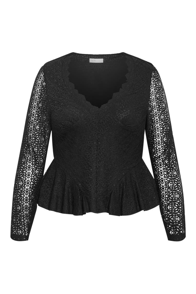 Lola Long Sleeve Lace Shirt, Alternate, color, BLACK