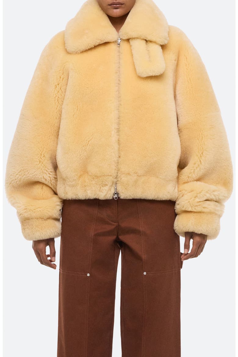 Genuine Shearling Bomber Jacket, Main, color, CORNSILK